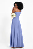 One Shoulder Zipper Chiffon Bridesmaid Dresses with Slit Long Formal Evening Dress Gowns