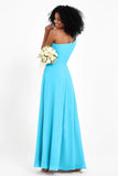 One Shoulder Zipper Chiffon Bridesmaid Dresses with Slit Long Formal Evening Dress Gowns