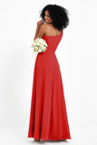 One Shoulder Zipper Chiffon Bridesmaid Dresses with Slit Long Formal Evening Dress Gowns
