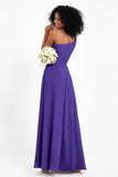 One Shoulder Zipper Chiffon Bridesmaid Dresses with Slit Long Formal Evening Dress Gowns