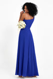 One Shoulder Zipper Chiffon Bridesmaid Dresses with Slit Long Formal Evening Dress Gowns