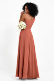 One Shoulder Zipper Chiffon Bridesmaid Dresses with Slit Long Formal Evening Dress Gowns