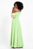 One Shoulder Zipper Chiffon Bridesmaid Dresses with Slit Long Formal Evening Dress Gowns
