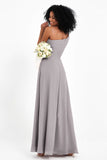 One Shoulder Zipper Chiffon Bridesmaid Dresses with Slit Long Formal Evening Dress Gowns