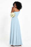 One Shoulder Zipper Chiffon Bridesmaid Dresses with Slit Long Formal Evening Dress Gowns