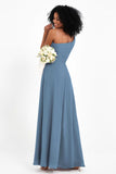 One Shoulder Zipper Chiffon Bridesmaid Dresses with Slit Long Formal Evening Dress Gowns