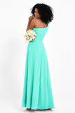 One Shoulder Zipper Chiffon Bridesmaid Dresses with Slit Long Formal Evening Dress Gowns