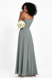 One Shoulder Zipper Chiffon Bridesmaid Dresses with Slit Long Formal Evening Dress Gowns