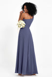 One Shoulder Zipper Chiffon Bridesmaid Dresses with Slit Long Formal Evening Dress Gowns