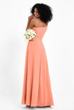 One Shoulder Zipper Chiffon Bridesmaid Dresses with Slit Long Formal Evening Dress Gowns