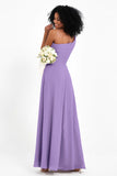 One Shoulder Zipper Chiffon Bridesmaid Dresses with Slit Long Formal Evening Dress Gowns