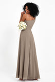 One Shoulder Zipper Chiffon Bridesmaid Dresses with Slit Long Formal Evening Dress Gowns