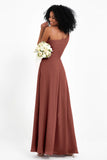 One Shoulder Zipper Chiffon Bridesmaid Dresses with Slit Long Formal Evening Dress Gowns