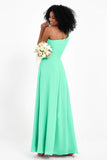 One Shoulder Zipper Chiffon Bridesmaid Dresses with Slit Long Formal Evening Dress Gowns