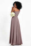 One Shoulder Zipper Chiffon Bridesmaid Dresses with Slit Long Formal Evening Dress Gowns