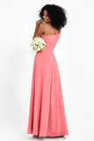 One Shoulder Zipper Chiffon Bridesmaid Dresses with Slit Long Formal Evening Dress Gowns