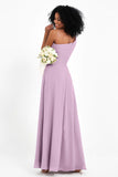 One Shoulder Zipper Chiffon Bridesmaid Dresses with Slit Long Formal Evening Dress Gowns