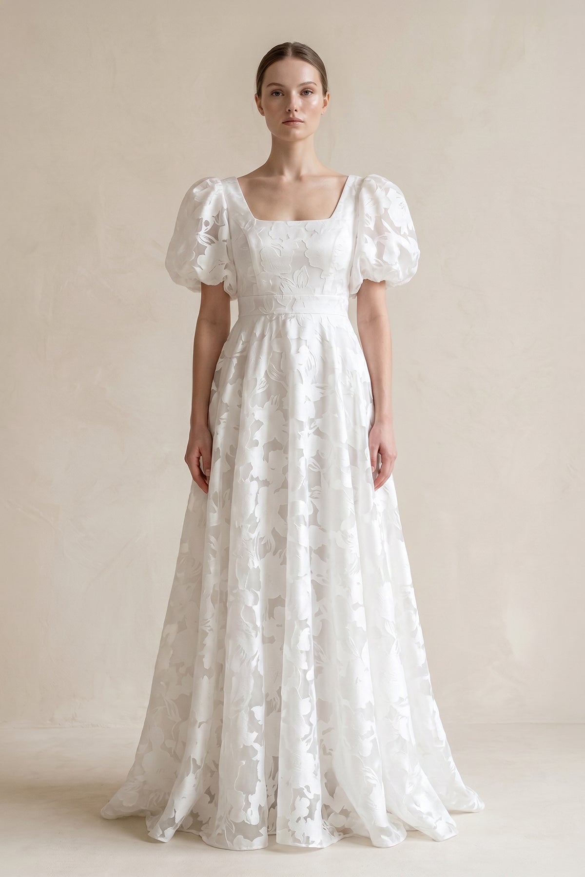 A-Line Square Neck Vintage Lace Wedding Dresses