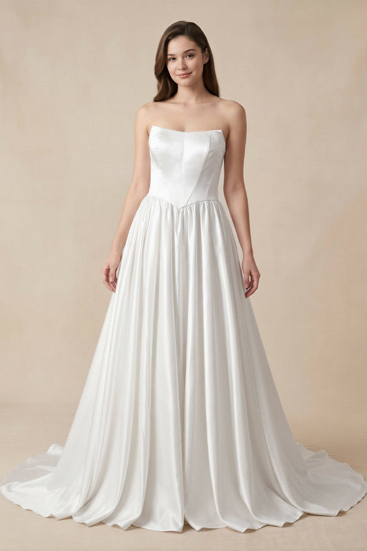 Ball Gown Strapless Satin Wedding Dresses