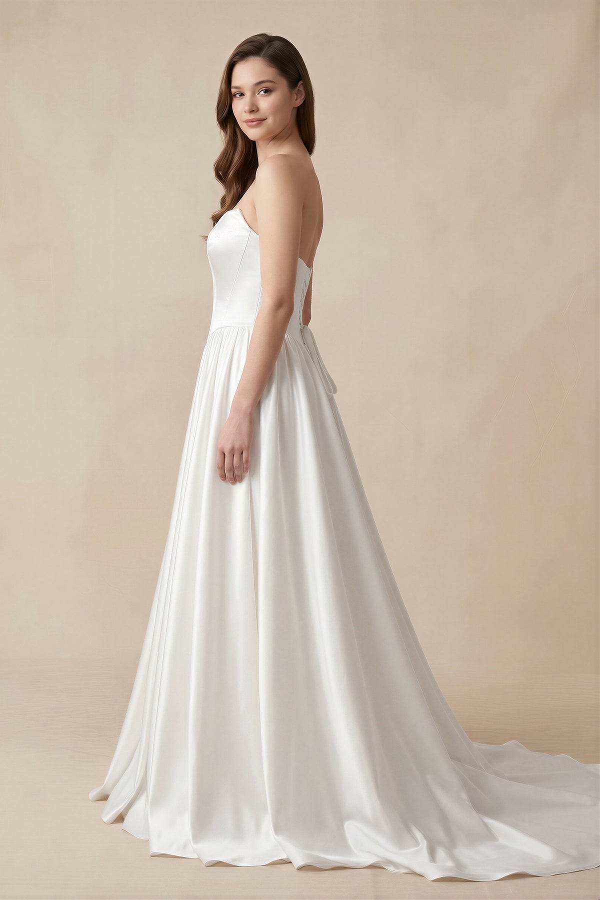 Ball Gown Strapless Satin Wedding Dresses