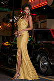 One Shoulder Beaded Jersey Gown Sweep Train Formal Evening Dresses with Slit Prom Party Gowns