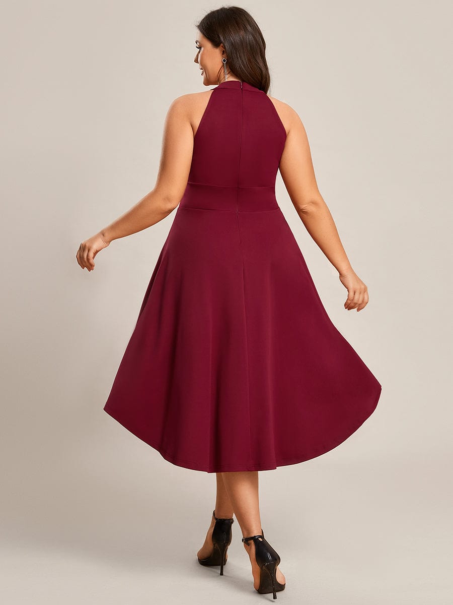 Halterneck Fashion Knee-Length A-Line Wedding Guest Dress Junior Bridesmaid Dresses