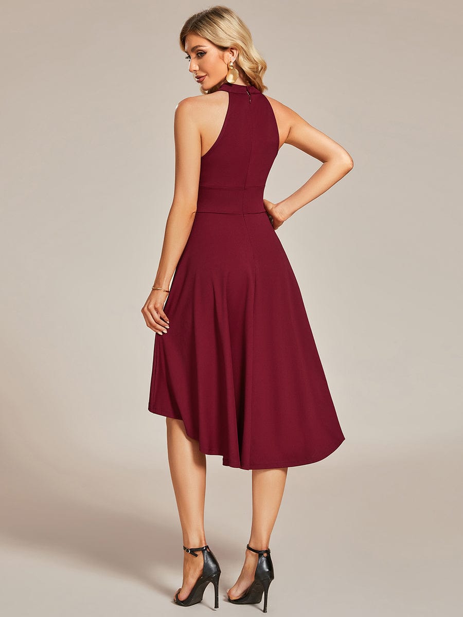 Halterneck Fashion Knee-Length A-Line Wedding Guest Dress Junior Bridesmaid Dresses