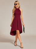 Halterneck Fashion Knee-Length A-Line Wedding Guest Dress Junior Bridesmaid Dresses