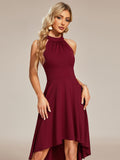 Halterneck Fashion Knee-Length A-Line Wedding Guest Dress Junior Bridesmaid Dresses