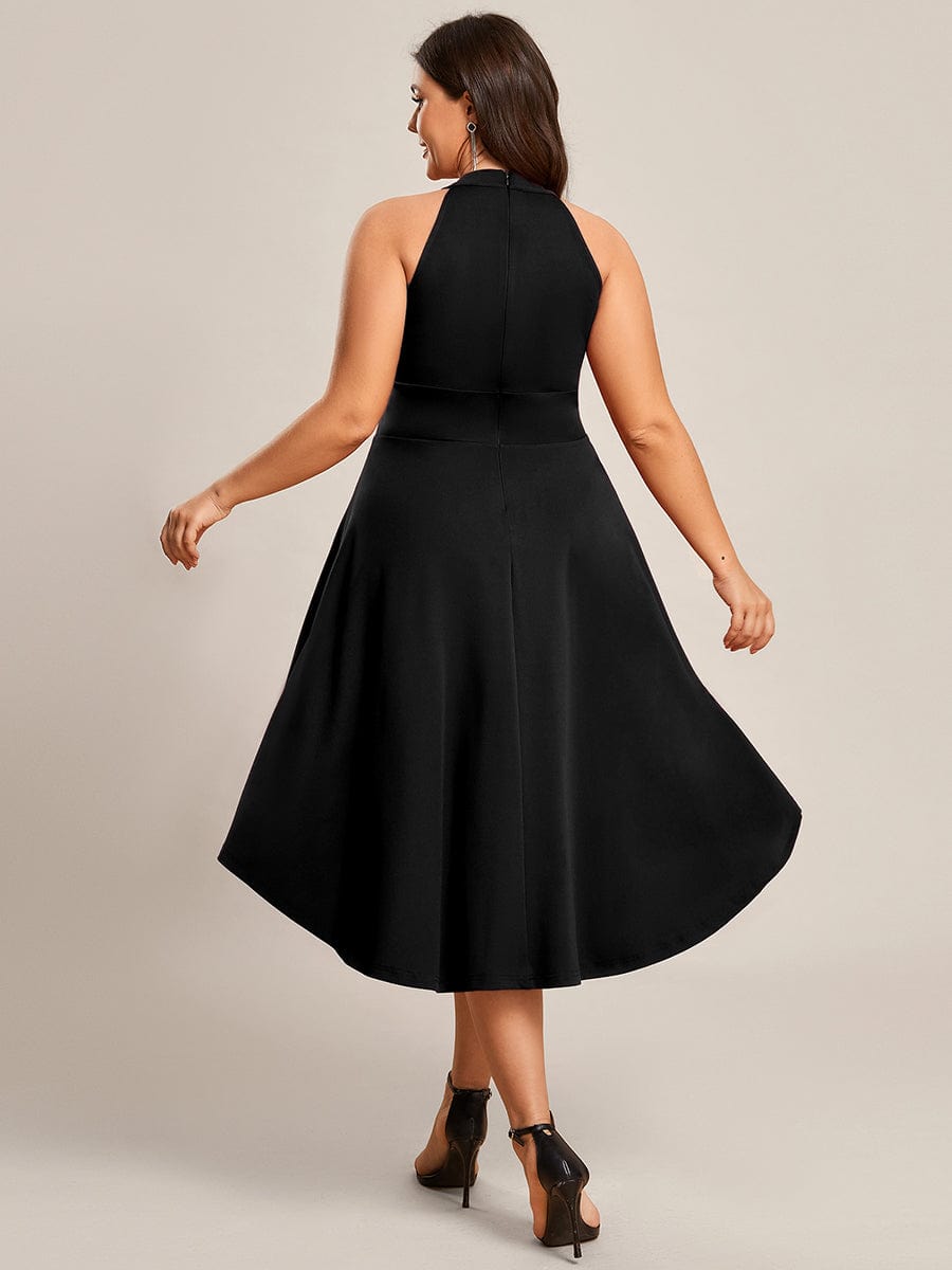 Halterneck Fashion Knee-Length A-Line Wedding Guest Dress Junior Bridesmaid Dresses