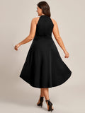 Halterneck Fashion Knee-Length A-Line Wedding Guest Dress Junior Bridesmaid Dresses