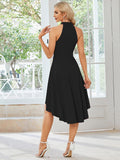 Halterneck Fashion Knee-Length A-Line Wedding Guest Dress Junior Bridesmaid Dresses