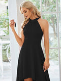 Halterneck Fashion Knee-Length A-Line Wedding Guest Dress Junior Bridesmaid Dresses