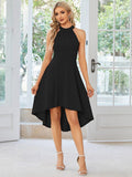 Halterneck Fashion Knee-Length A-Line Wedding Guest Dress Junior Bridesmaid Dresses