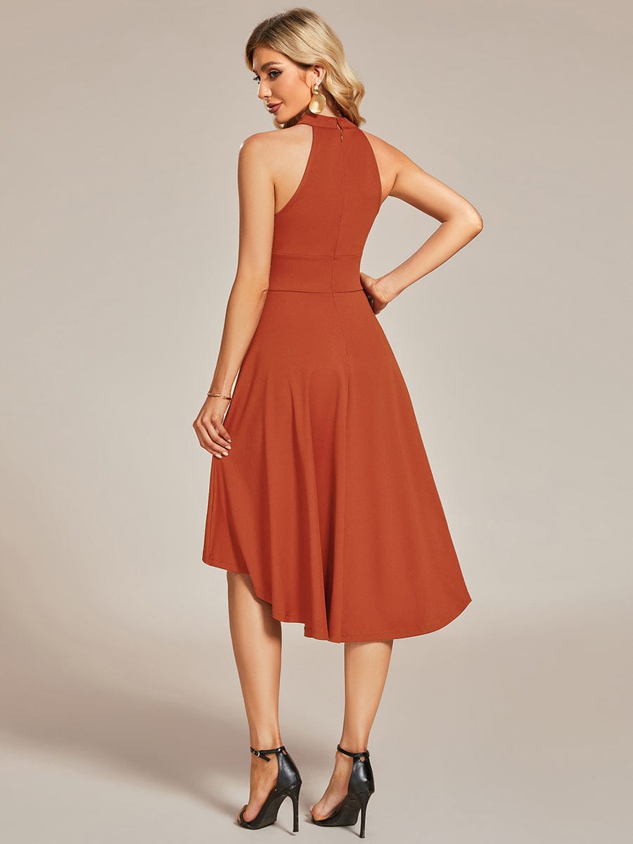 Halterneck Fashion Knee-Length A-Line Wedding Guest Dress Junior Bridesmaid Dresses