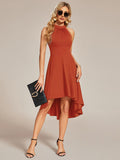 Halterneck Fashion Knee-Length A-Line Wedding Guest Dress Junior Bridesmaid Dresses