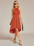 Halterneck Fashion Knee-Length A-Line Wedding Guest Dress Junior Bridesmaid Dresses