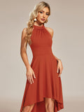 Halterneck Fashion Knee-Length A-Line Wedding Guest Dress Junior Bridesmaid Dresses