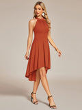 Halterneck Fashion Knee-Length A-Line Wedding Guest Dress Junior Bridesmaid Dresses