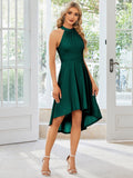 Halterneck Fashion Knee-Length A-Line Wedding Guest Dress Junior Bridesmaid Dresses