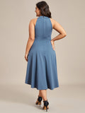 Halterneck Fashion Knee-Length A-Line Wedding Guest Dress Junior Bridesmaid Dresses