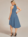 Halterneck Fashion Knee-Length A-Line Wedding Guest Dress Junior Bridesmaid Dresses