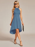 Halterneck Fashion Knee-Length A-Line Wedding Guest Dress Junior Bridesmaid Dresses