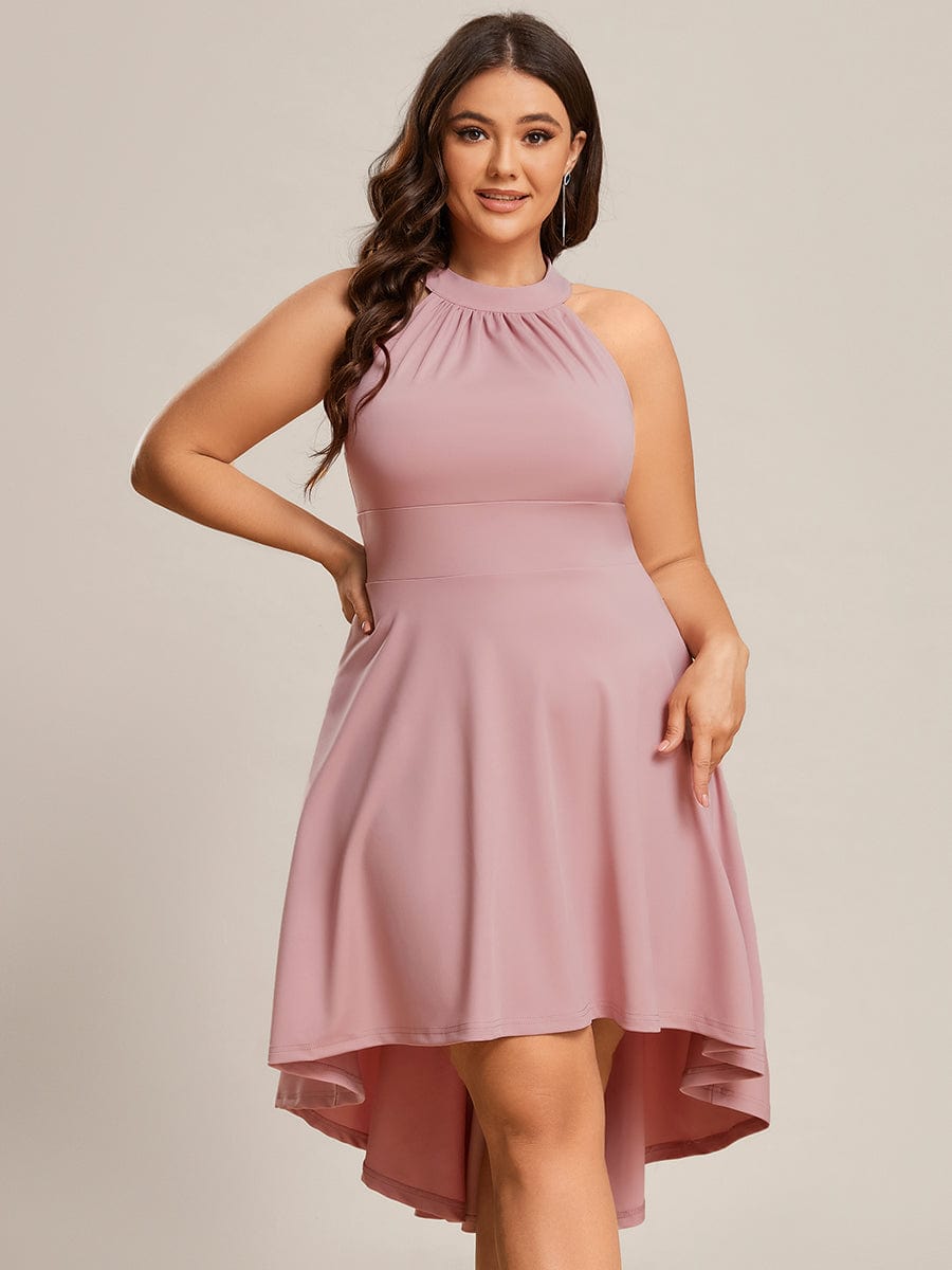 Halterneck Fashion Knee-Length A-Line Wedding Guest Dress Junior Bridesmaid Dresses
