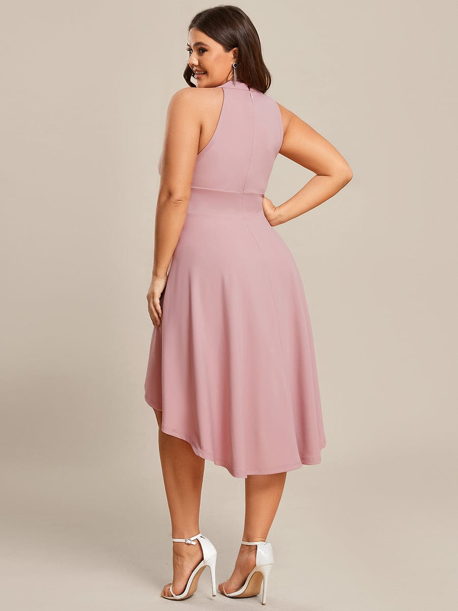 Halterneck Fashion Knee-Length A-Line Wedding Guest Dress Junior Bridesmaid Dresses