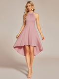 Halterneck Fashion Knee-Length A-Line Wedding Guest Dress Junior Bridesmaid Dresses