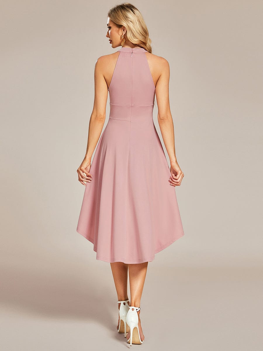Halterneck Fashion Knee-Length A-Line Wedding Guest Dress Junior Bridesmaid Dresses