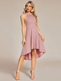 Halterneck Fashion Knee-Length A-Line Wedding Guest Dress Junior Bridesmaid Dresses