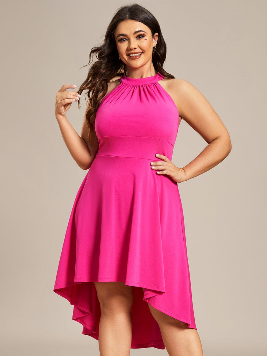 Halterneck Fashion Knee-Length A-Line Wedding Guest Dress Junior Bridesmaid Dresses
