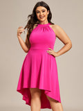 Halterneck Fashion Knee-Length A-Line Wedding Guest Dress Junior Bridesmaid Dresses